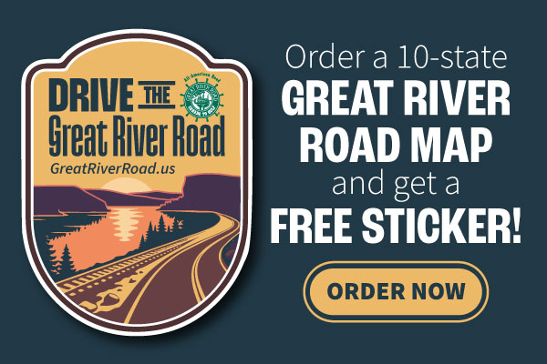 Order a 10-state Great River Road Map and get a FREE STICKER!